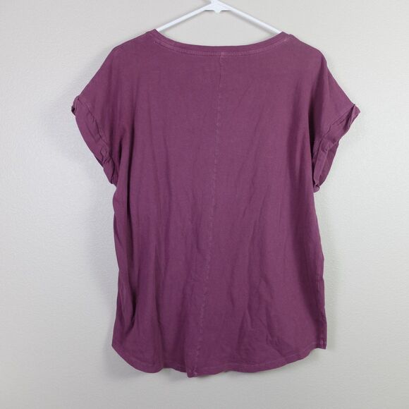 Gap Purple Relaxed Fit Rolled Short Sleeves Tee Shirt Size Medium - Picture 5 of 5